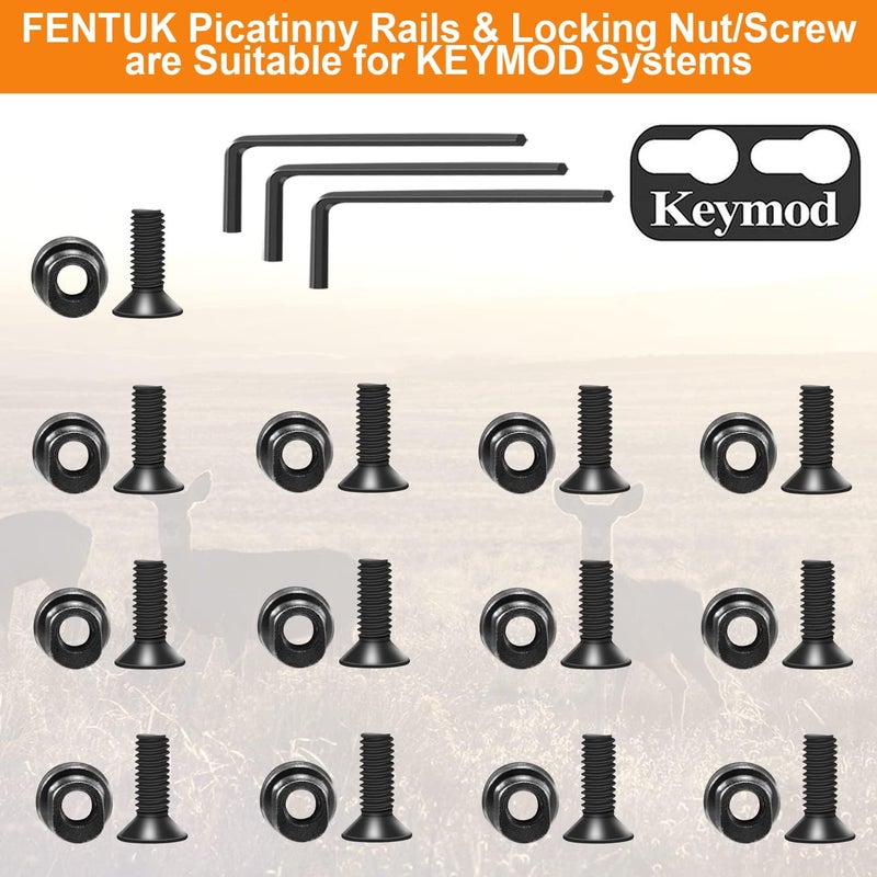 FENTUK Single Keymod Picatinny Rails Set 3 5 7 9 11 13 Slot with 13 T-Nuts & 13 Screws, 3 Allen Wrench - Black - Image 5
