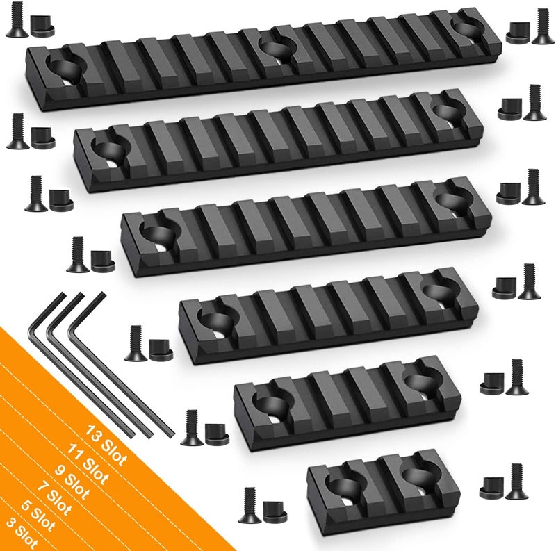 FENTUK Single Keymod Picatinny Rails Set 3 5 7 9 11 13 Slot with 13 T-Nuts & 13 Screws, 3 Allen Wrench - Black - Image 1