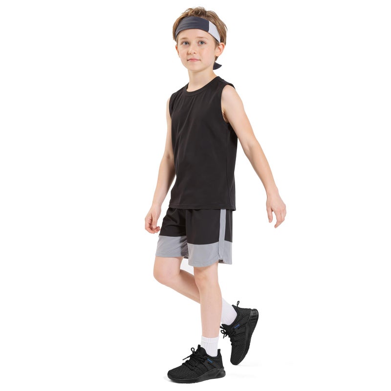 RUNSIDE Boys Girls Tennis Shoes Kids Lightweight Breathable Sneakers Lace-up Running Athletic Shoes for Toddler/Little Kid/Big Kid Black - Image 2