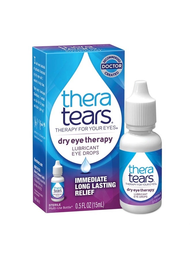 TheraTears Dry Eye Therapy Eye Drops for Dry Eyes, 0.5 Fl Oz  - Image 1