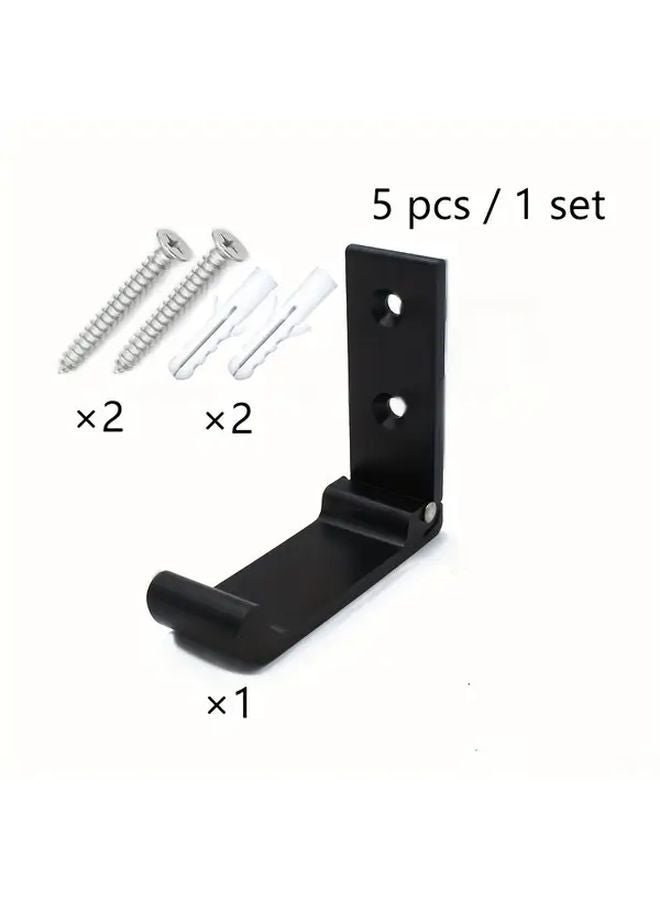 5Pcs Black Aluminum Alloy Heavy Duty Folding Hangers Rust Resistant Wall Mounted Space Saving - Image 1