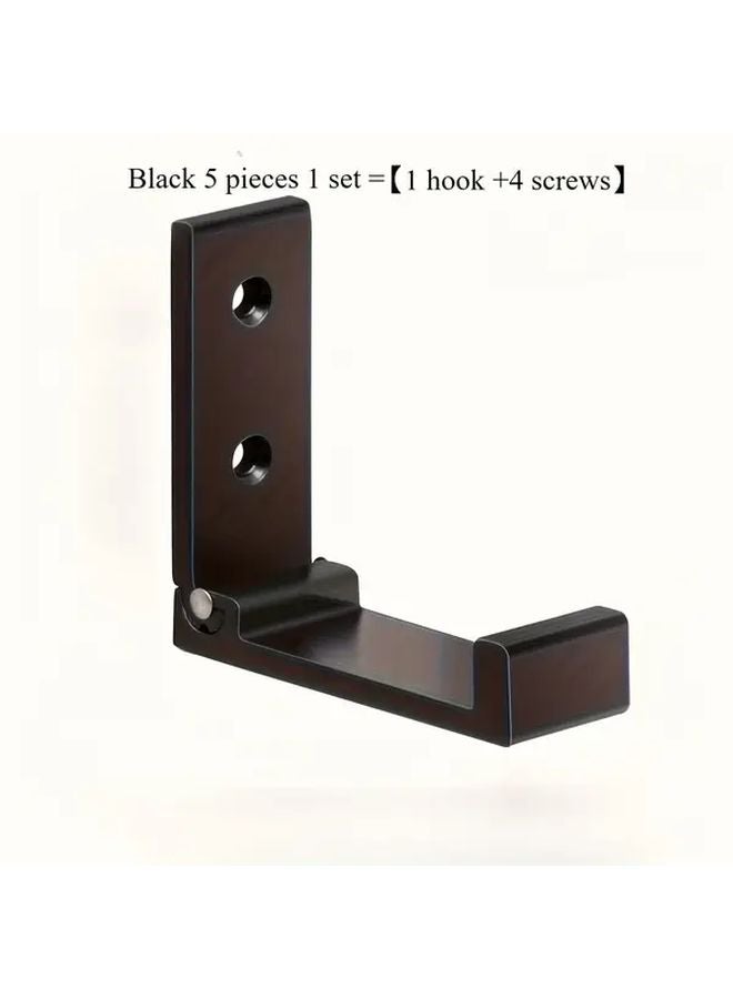 5Pcs Black Aluminum Alloy Heavy Duty Folding Hangers Rust Resistant Wall Mounted Space Saving - Image 5