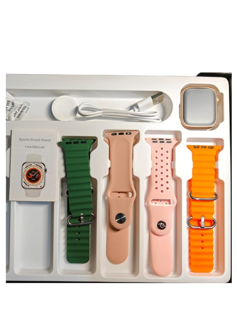 WS - smart watch Series 9 full screen with wireless charging feature and supports - Pink - Image 1