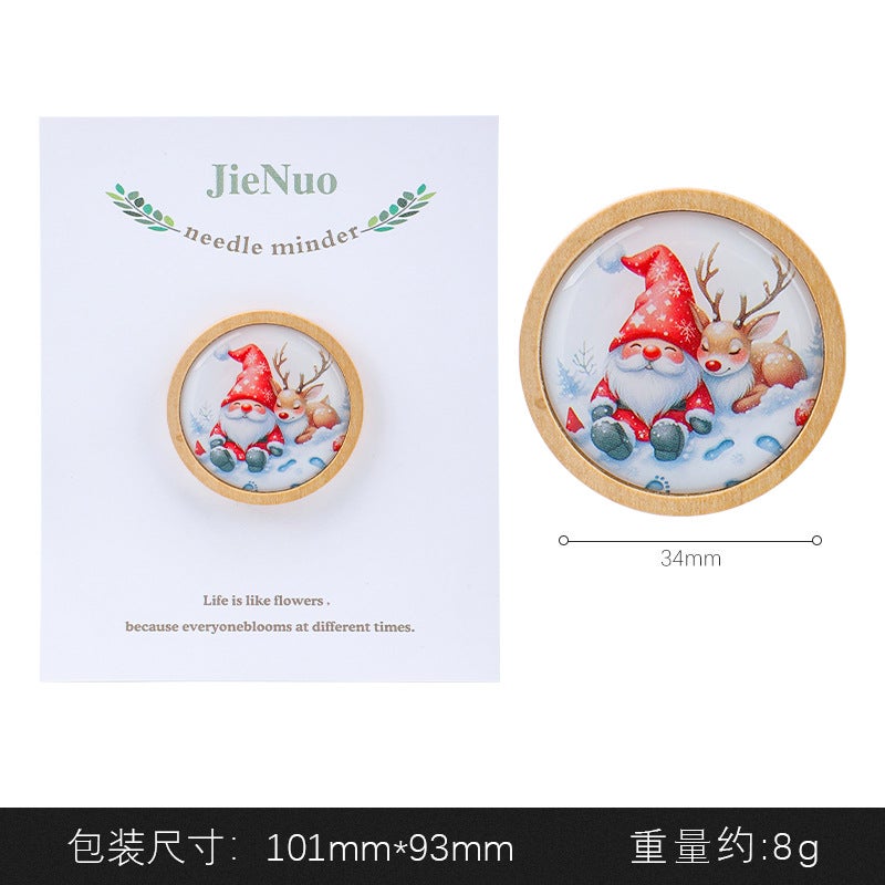 New Christmas Embroidery Needle Minder Fridge Magnet Santa claus and elk wooden needle sucker