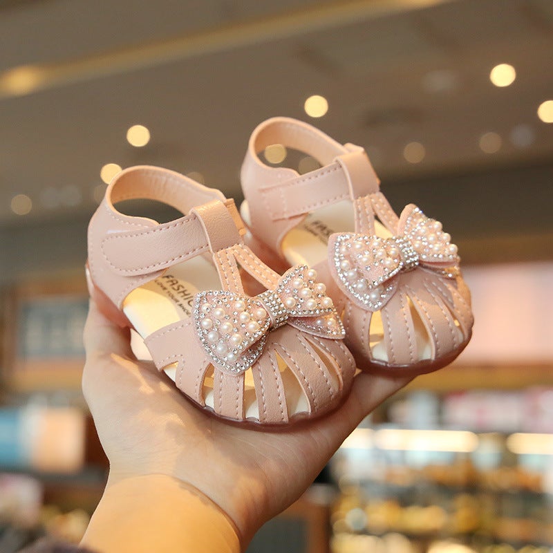 One-Piece Delivery Girls' Breathable Baby Korean Style Soft Leather Shoes 0-3 Years Old Toddler Shoes Baby Girl Princess Single-Layer Shoes Sandals 1 - Image 1