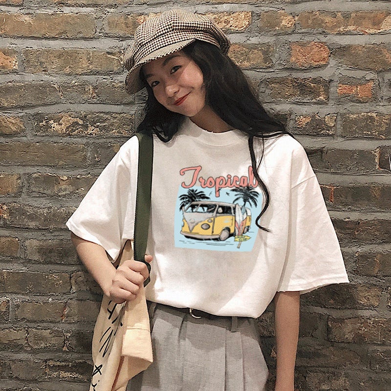 Wholesale womens new summer short sleeve T-shirt students loose Korean version of the Harajuku style jacket factory outlet 6003#
