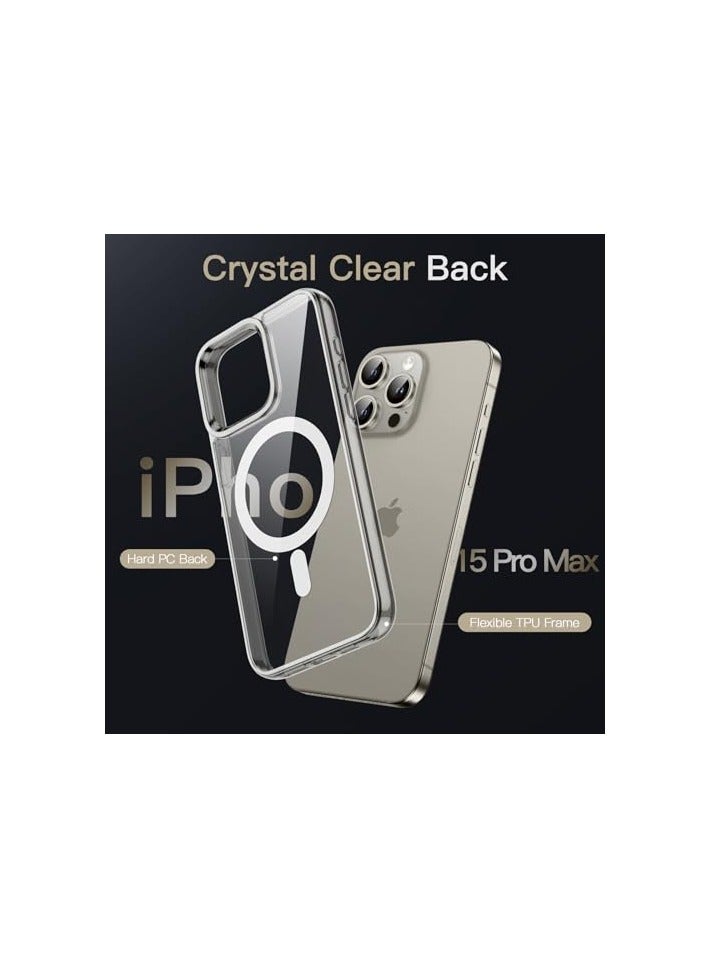 جي تيك حافظة JETech المغناطيسية لهاتف iPhone 15 Pro Max مقاس 6.7 بوصة متوافقة مع الشحن اللاسلكي MagSafe، غطاء ممتص الصدمات للهاتف مقاوم للصدمات، ظهر شفاف مضاد للخدش (شفاف) - Image 2