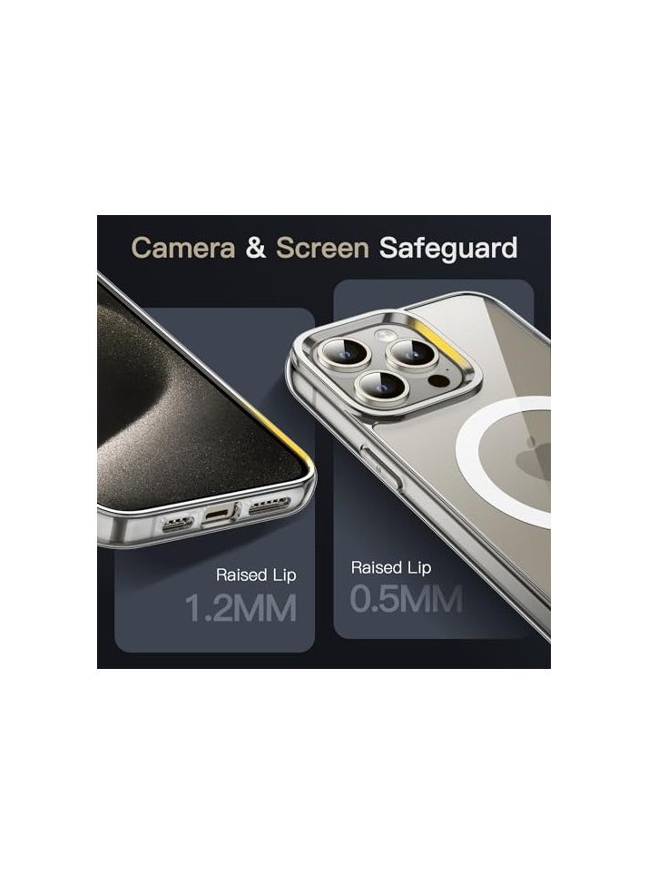 جي تيك حافظة JETech المغناطيسية لهاتف iPhone 15 Pro Max مقاس 6.7 بوصة متوافقة مع الشحن اللاسلكي MagSafe، غطاء ممتص الصدمات للهاتف مقاوم للصدمات، ظهر شفاف مضاد للخدش (شفاف) - Image 4