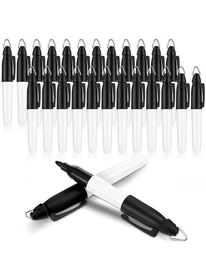 Outus 24 Pieces Mini Permanent Markers With Golf Keychain Clips For Nurses Badge Medium Point Ink Pens For Office School Nurses Supplies Outdoor Activities (Black)  - Image 1