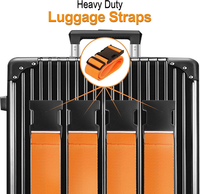 Lupro Luggage Straps Adjustable Belt for Suitcases Travel Trolley Bag Bike Car Flight Backpack Secure Lock Nylon Packing Accessories for Men and Women (Pack of 2, Orange) - Image 4