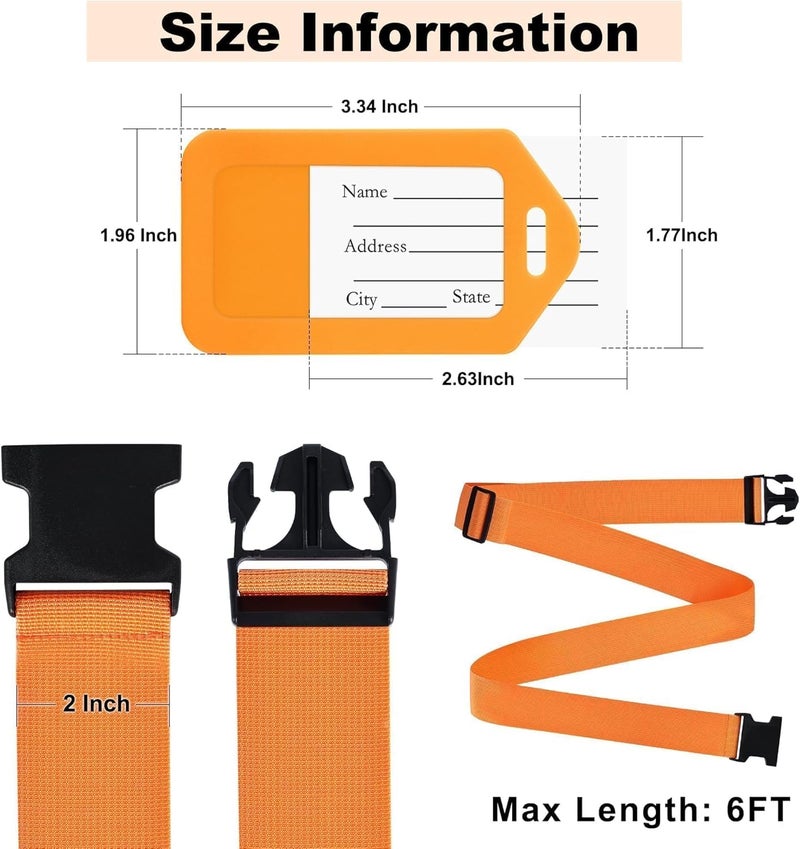 Lupro Luggage Straps Adjustable Belt for Suitcases Travel Trolley Bag Bike Car Flight Backpack Secure Lock Nylon Packing Accessories for Men and Women (Pack of 2, Orange) - Image 2