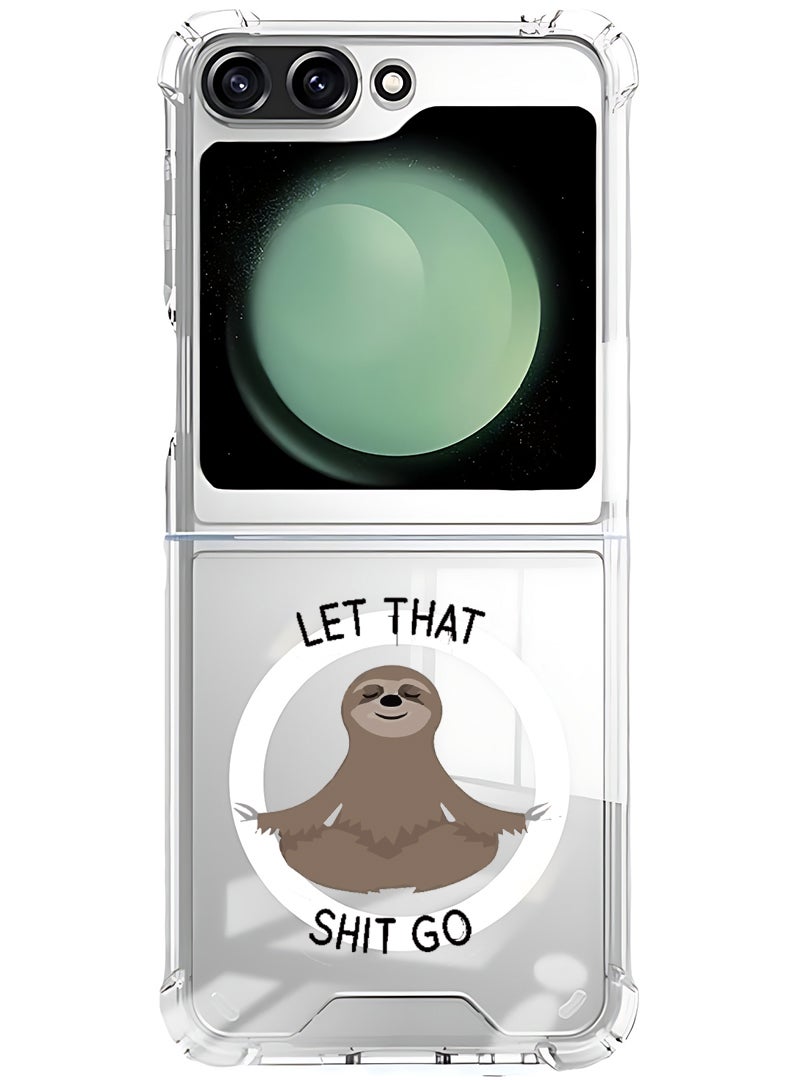 Theodor Magnetic Case for Samsung Galaxy Z Flip 5 Compatible with MagSafe Wireless Charging, Shockproof Phone Bumper Cover Let that go BLack - Image 1