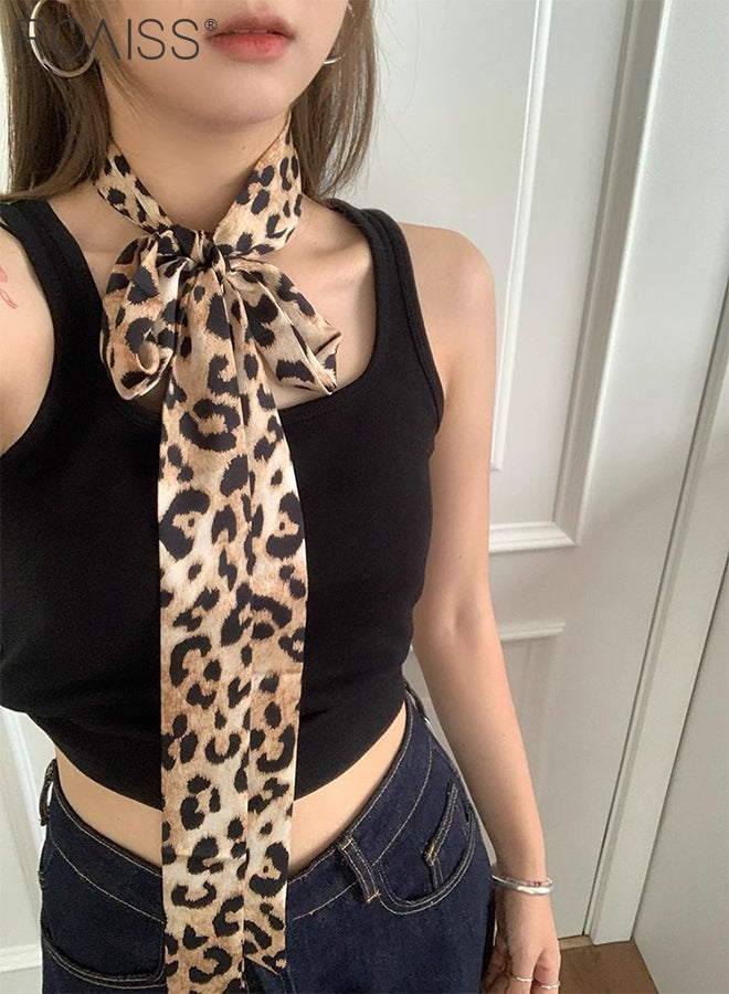 roaiss Women's Leopard Print Fashion Belt, One-piece Multifunctional Decorative Belt, Versatile Narrow Hair Ribbon Shirt Ribbon, Scarf, Suitable for Business, Daily Wear - Image 4