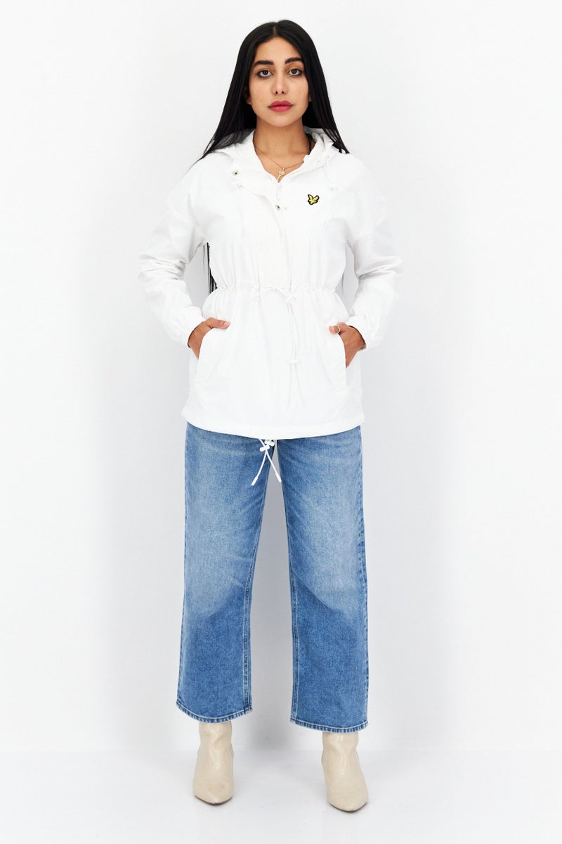 Lyle & Scott Women Brand Logo Hooded Jacket, White - Image 4