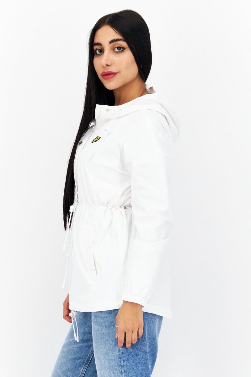 Lyle & Scott Women Brand Logo Hooded Jacket, White - Image 2