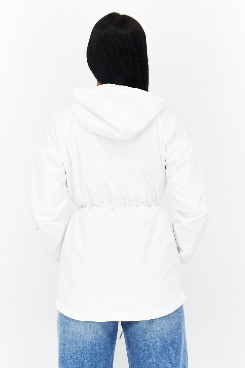 Lyle & Scott Women Brand Logo Hooded Jacket, White - Image 3