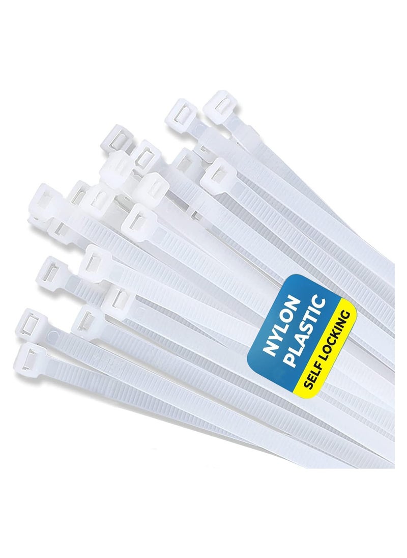 Duravel Duravel Nylon Zip Ties - Self Locking cable ties - Pack of 100 - Heavy Duty cable tie - High Weight Capacity-Nylon Cable Wire Ties for Indoor and Outdoor (WHITE, 35 CM LONG)  - Image 1