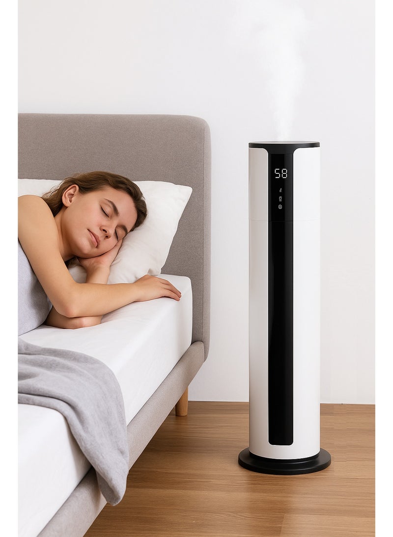 XVersion 9L Smart Tower Humidifier with Remote Control, Adjustable Mist, UV Sterilization, Aroma Diffuser, Sleep Mode & Quiet Operation – Large Capacity Ultrasonic Air Humidifier for Bedroom, Home & Office (White) - Image 1