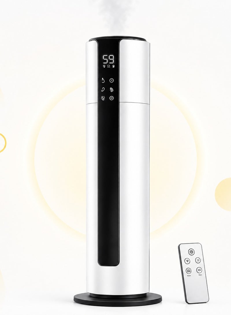 XVersion 9L Smart Tower Humidifier with Remote Control, Adjustable Mist, UV Sterilization, Aroma Diffuser, Sleep Mode & Quiet Operation – Large Capacity Ultrasonic Air Humidifier for Bedroom, Home & Office (White) - Image 1