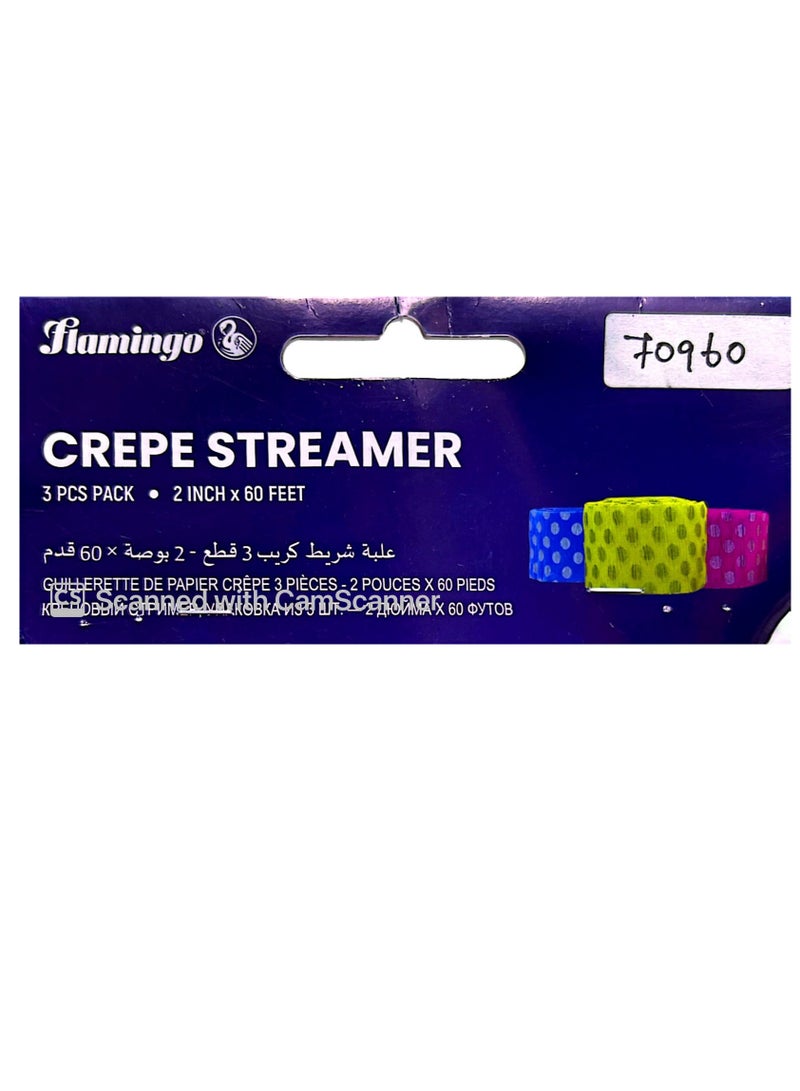 Flamingo CREPE STREAMER (PACK OF 3) 2INCH X 60FT ASSORTED COLORS - Image 3