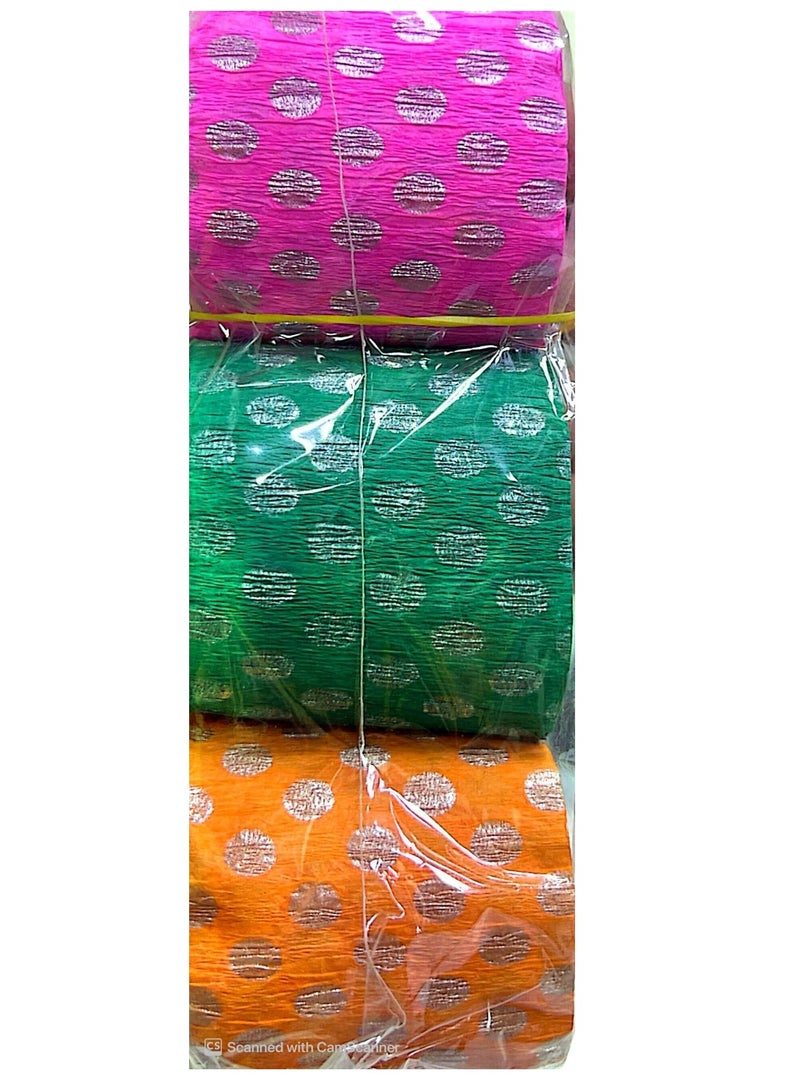 Flamingo CREPE STREAMER (PACK OF 3) 2INCH X 60FT ASSORTED COLORS - Image 1
