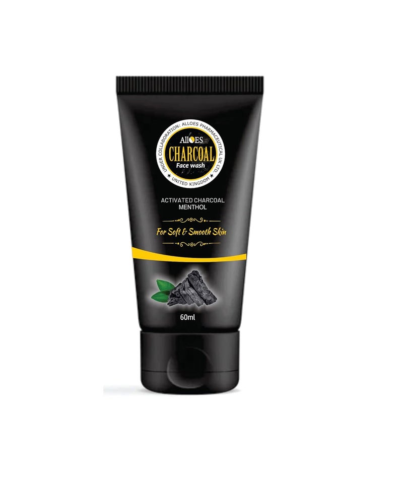 ALLOES PHARMACEUTICALS ALLOES Activated Charcoal Face Wash for men and women 180gm  For Deep Pore Cleaning and Removes Dirt  for acne and pimples  For Oily Skin  - Image 1