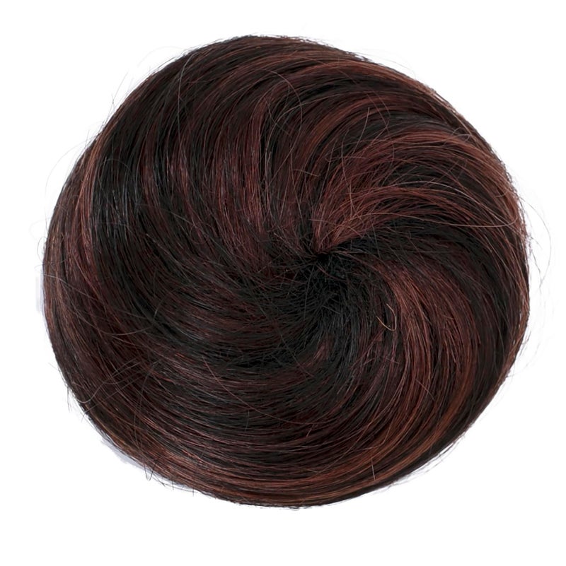CAISHA 100 HUMAN HAIR Bun Updos Hair Piece Hepburn Scrunchie Dark Brown Mix H311l
