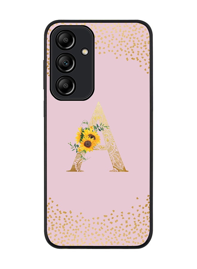 Stylizedd Rugged Black Edge Case for Samsung Galaxy A55, Slim fit Case Cover- Custom Monogram Initial Letter Mandala Floral Pattern Alphabet - A(Pink)  - Image 1