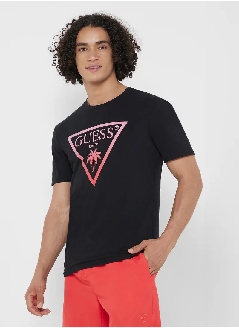 GUESS Triangle Palm Crew Neck T-Shirt