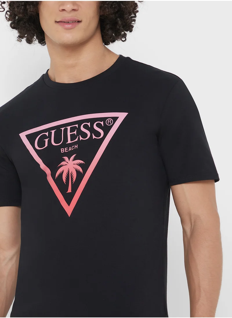 GUESS Triangle Palm Crew Neck T-Shirt