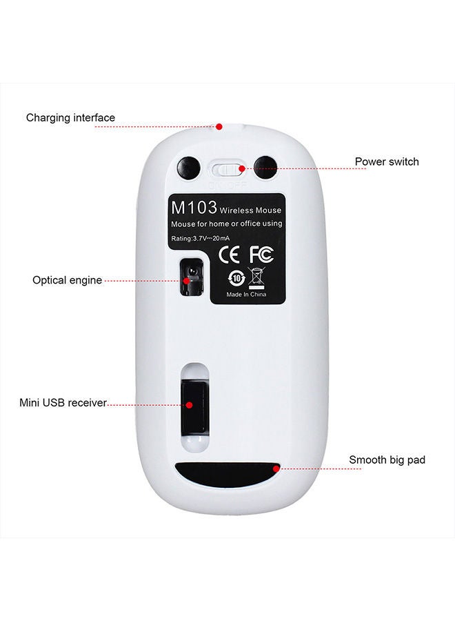 NIBEMINENT 2.4G Wireless Mouse White  - Image 2