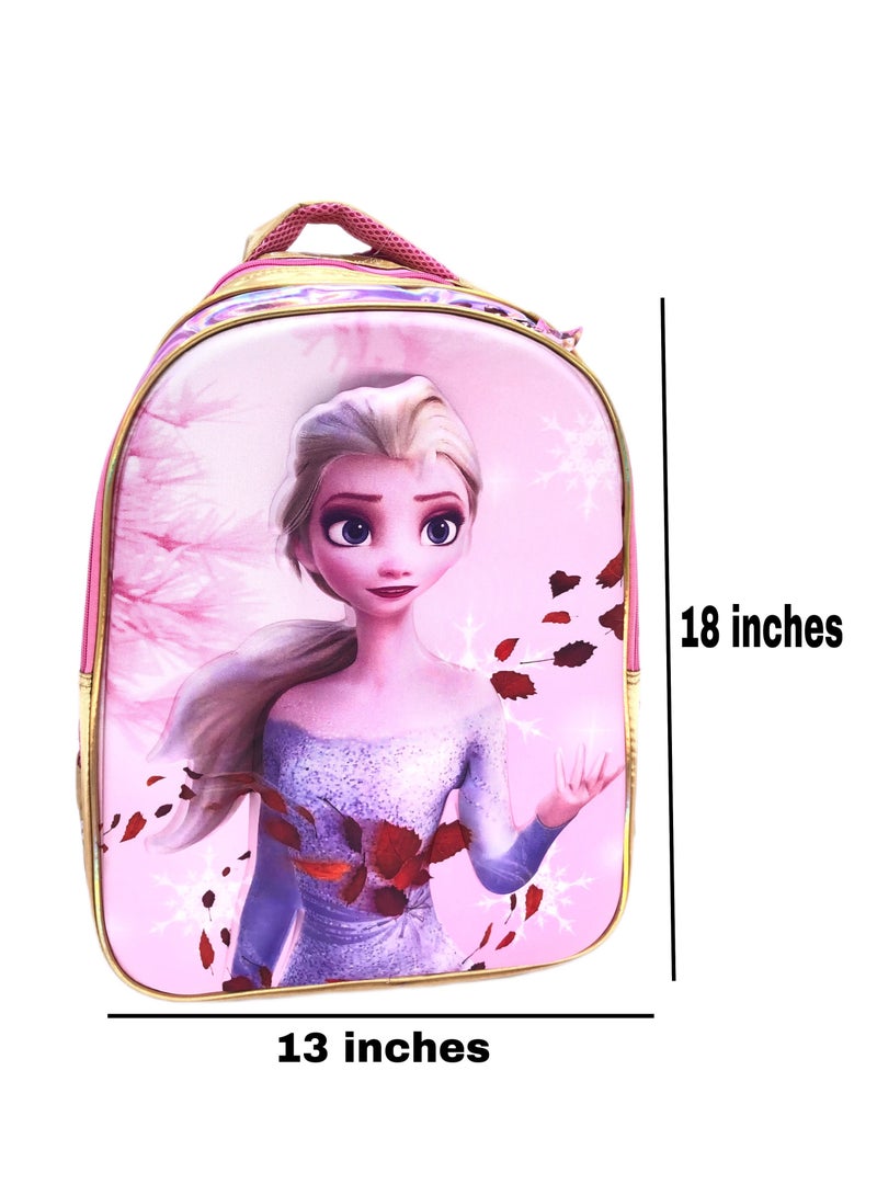 i-kola 3D Premium Toddler Graphic Frozen Backpack Daypack for School/Casual/Travel with 2 full size compartments, including lunch Bag and Pencil Case 18 inches - Image 5