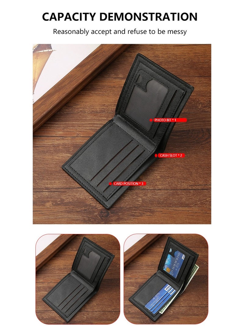 جيانغ بي أو محفظة جلدية قصيرة للرجال - محفظة أنيقة ثنائية الطي ناعمة مع فتحات متعددة البطاقات ، محفظة عارضة أزياء للاستخدام اليومي للشباب - Image 4