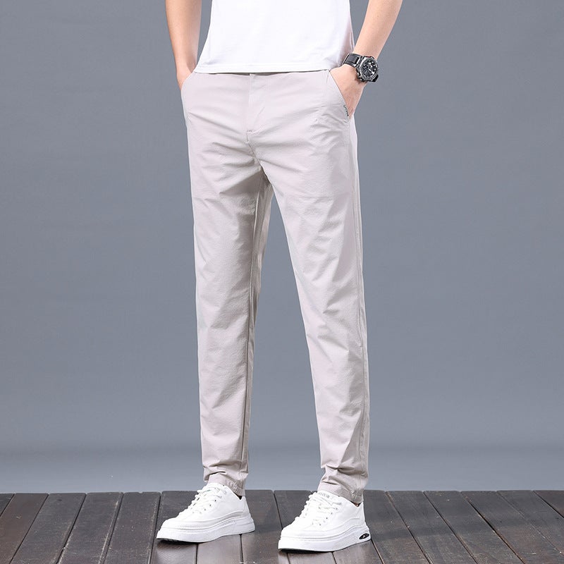 24 High-Quality Casual Pants Straight-Leg Pants Light Business Elastic Slim-Fit Ice Silk Long Pants Slimming - Image 4