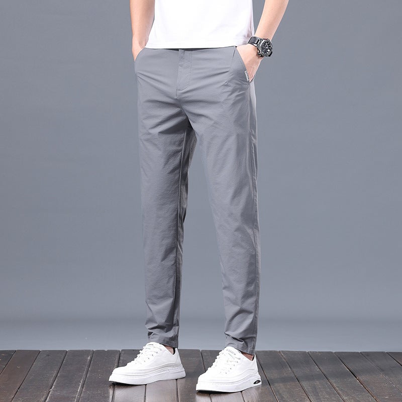 24 High-Quality Casual Pants Straight-Leg Pants Light Business Elastic Slim-Fit Ice Silk Long Pants Slimming - Image 3