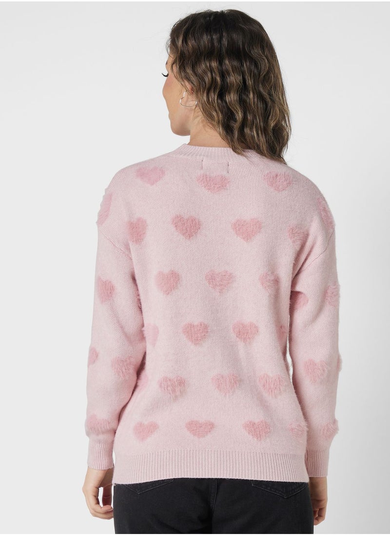 Ginger - Heart Print Sweater - Image 1
