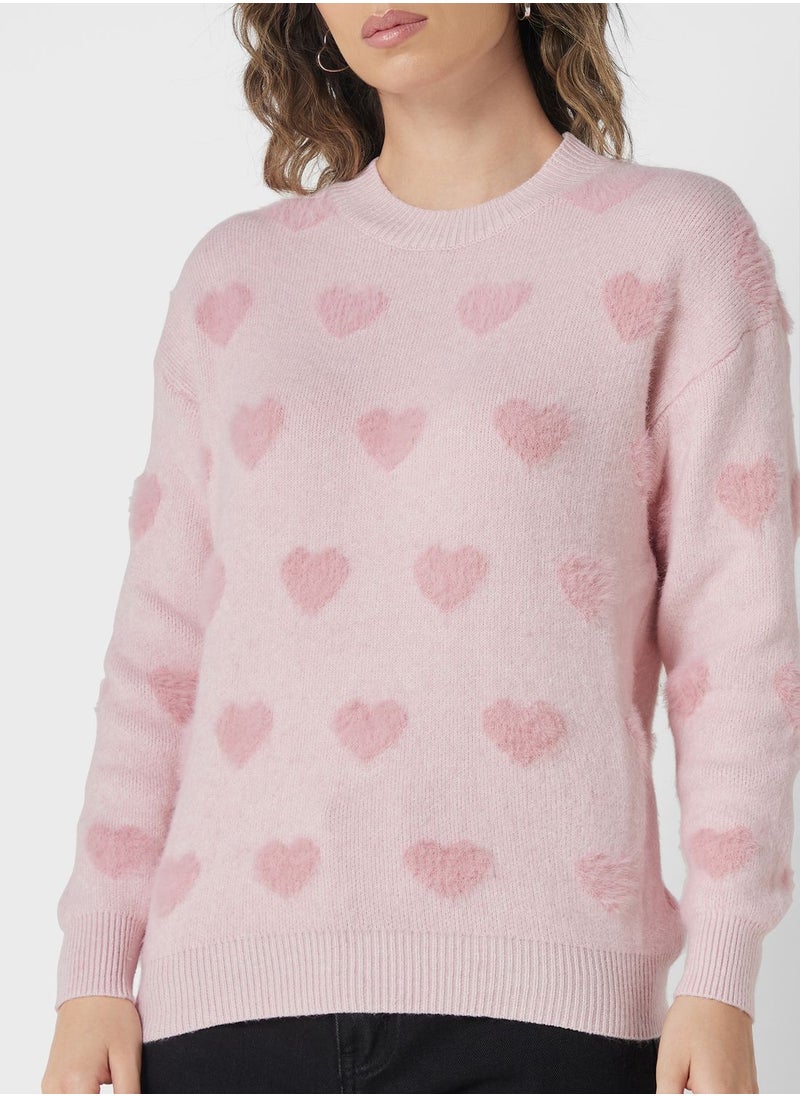 Ginger - Heart Print Sweater - Image 1