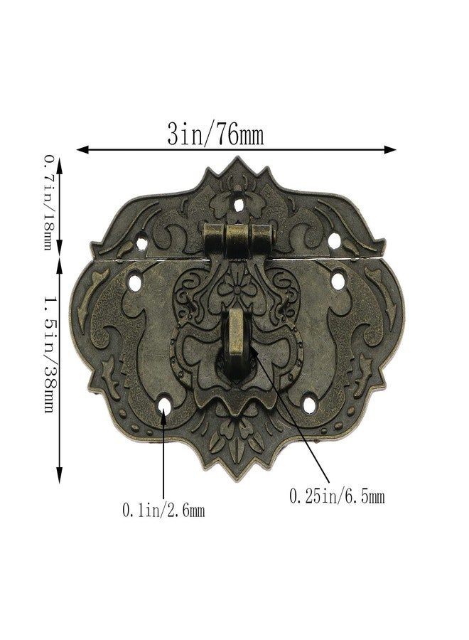 DGBRSM Antique Embossing Decorative Brass Hasp Clasp Latch Lock with Screws for Jewelry Box Ordinary Box Wooden Case Furniture Decoration - Image 2
