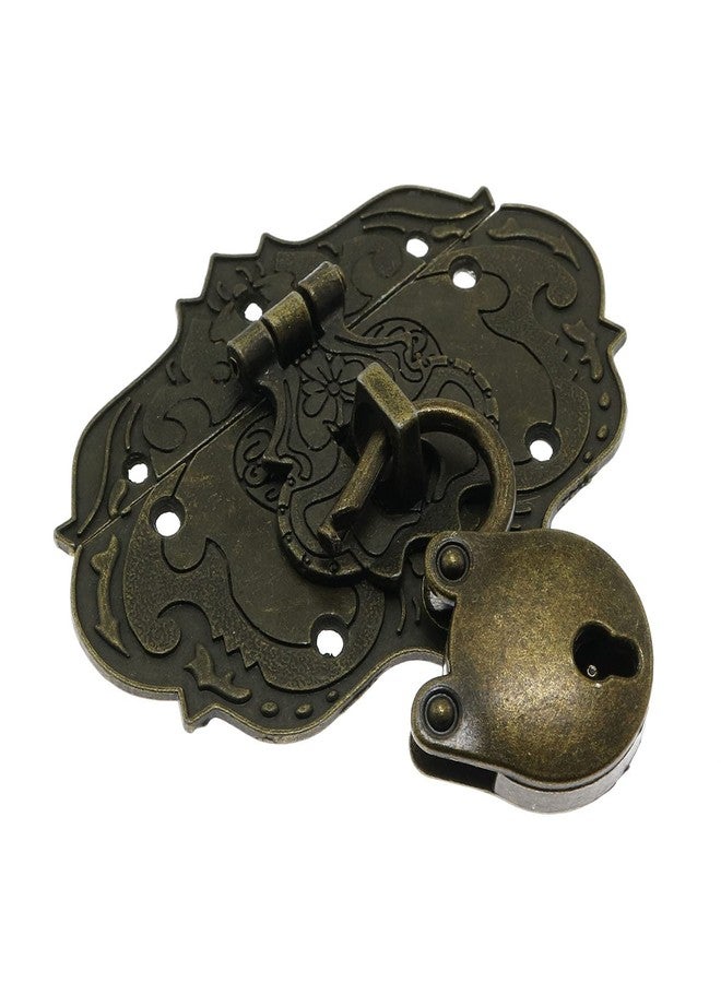 DGBRSM Antique Embossing Decorative Brass Hasp Clasp Latch Lock with Screws for Jewelry Box Ordinary Box Wooden Case Furniture Decoration - Image 4