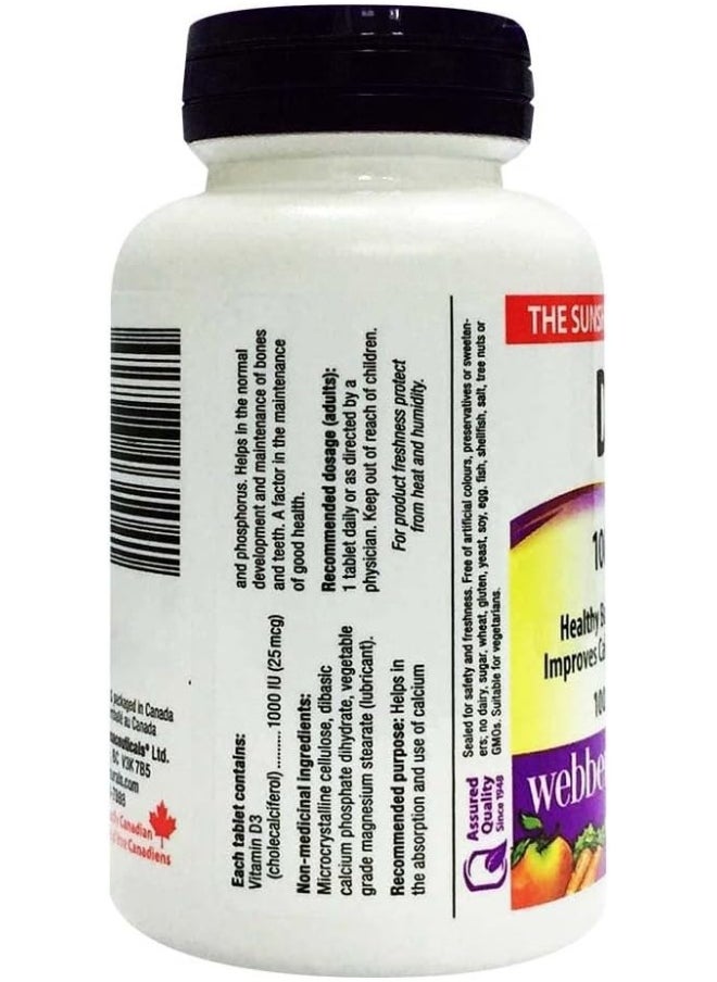 Webber naturals Vitamin D3 1000 Iu Bone, Immune And Muscle Health Support 100 Tablets  - Image 2