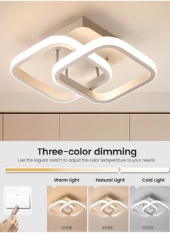 YATAI LIGHTING Dimmable LED Ceiling Light Fixture for Modern Home - Square Flush Mount LED Ceiling Lights for Bedroom, Living Room - Adjustable 3 Color Temperature (3000K-6000K) - 20W  - Image 2