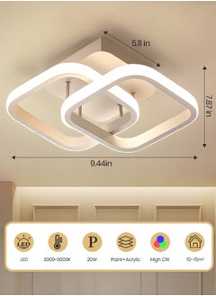YATAI LIGHTING Dimmable LED Ceiling Light Fixture for Modern Home - Square Flush Mount LED Ceiling Lights for Bedroom, Living Room - Adjustable 3 Color Temperature (3000K-6000K) - 20W  - Image 3
