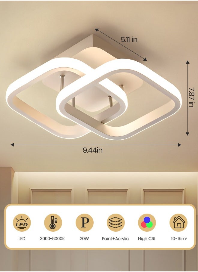 YATAI LIGHTING Dimmable LED Ceiling Light Fixture for Modern Home - Square Flush Mount LED Ceiling Lights for Bedroom, Living Room - Adjustable 3 Color Temperature (3000K-6000K) - 20W  - Image 3