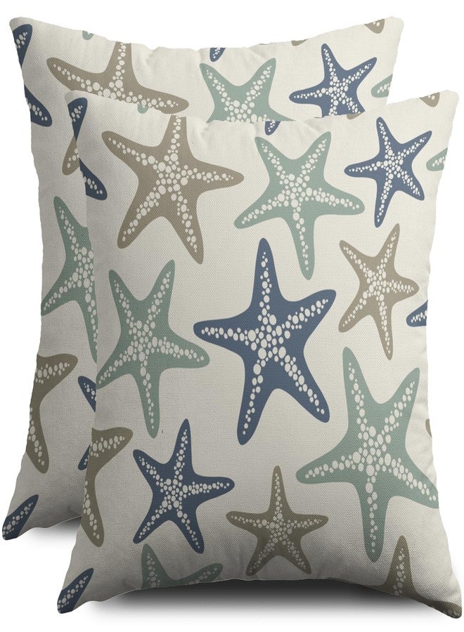 Smozenith Beach Pillow Covers 18X18 Set of 2, Coastal Themed Starfish Summer Beachy Ocean Print Decorative Throw Pillowcases Outdoor Farmhouse Seasonal Cushion Cases Couch Sofa Bed Decor - Image 1