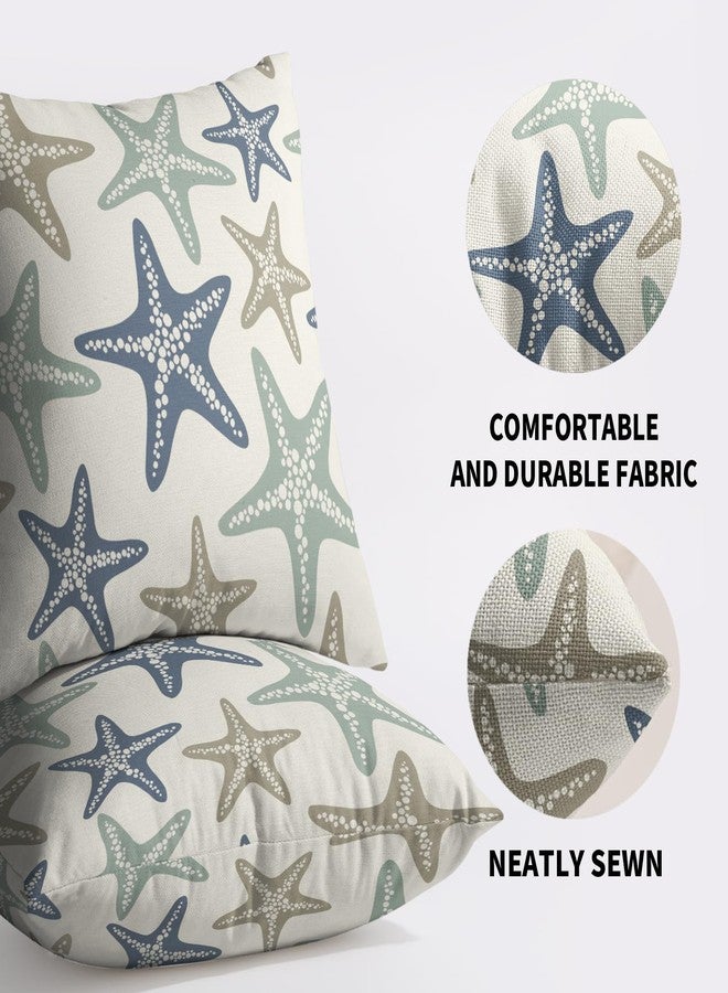 Smozenith Beach Pillow Covers 18X18 Set of 2, Coastal Themed Starfish Summer Beachy Ocean Print Decorative Throw Pillowcases Outdoor Farmhouse Seasonal Cushion Cases Couch Sofa Bed Decor - Image 5
