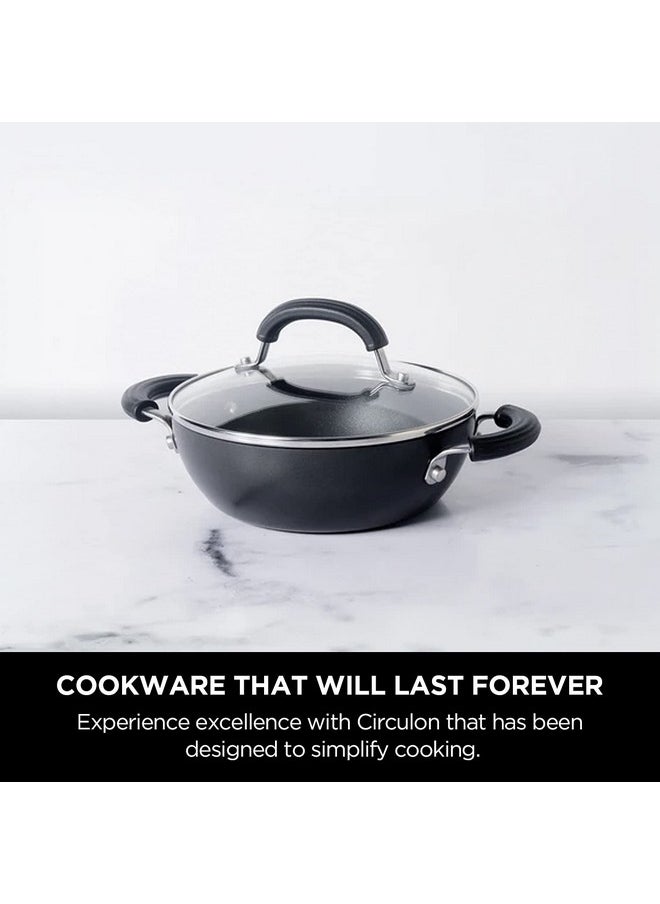 Circulon Circulon Origins Non-Stick + Hard Anodized Aluminium Kadhai With Lid And Stay Cool Phenolic Handles / 2.5Mm Thickness/Induction And Gas Suitable, 24Cm Large, 2.4 liter,Black  - Image 2