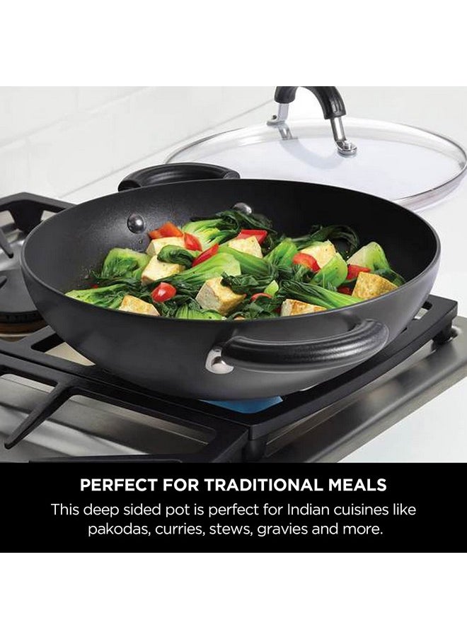 Circulon Circulon Origins Non-Stick + Hard Anodized Aluminium Kadhai With Lid And Stay Cool Phenolic Handles / 2.5Mm Thickness/Induction And Gas Suitable, 24Cm Large, 2.4 liter,Black  - Image 3