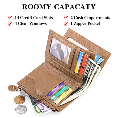 FALAN MULE Small Wallet for Women Leather Bifold Compact RFID Blocking Small Womens Wallet Purse - Image 3