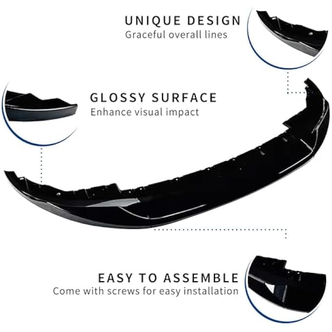XPHAZZ Front Bumper Lip Compatible with (2021-2025) 4-Series Gran Coupe G26 & i4 M-Sport Models Gloss Black Splitter - Image 4