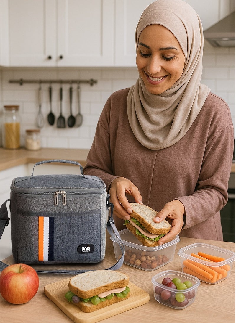 YAH Creation YAH Thermal Lunch Bag, Large Insulated Portable Cooler Tote for Adult and kids, Shoulder Leak Proof and Water Resistant handbag for Work, Office, Picnic, Travel, School - Reusable lunch box Bag.  - Image 4